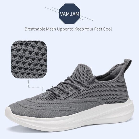⚡Men Darkgrey Fashion Mesh Non Slip Lightweight Workout Breathable Gym Sneakers - Picture 3 of 6